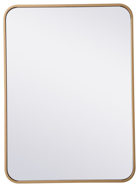 Ellis Soft Corner Metal Rectangular Mirror, Brass, 22"x30"
