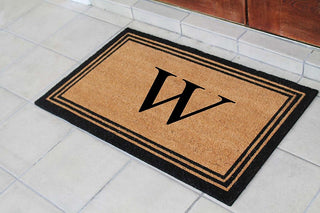 A1HC Black/Beige Coir Monogrammed Doormat 24"x39" , W