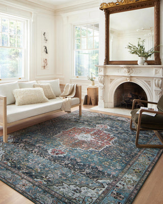 Margot Oriental Ocean/Brick Area Rug, 2'6"x11'6"