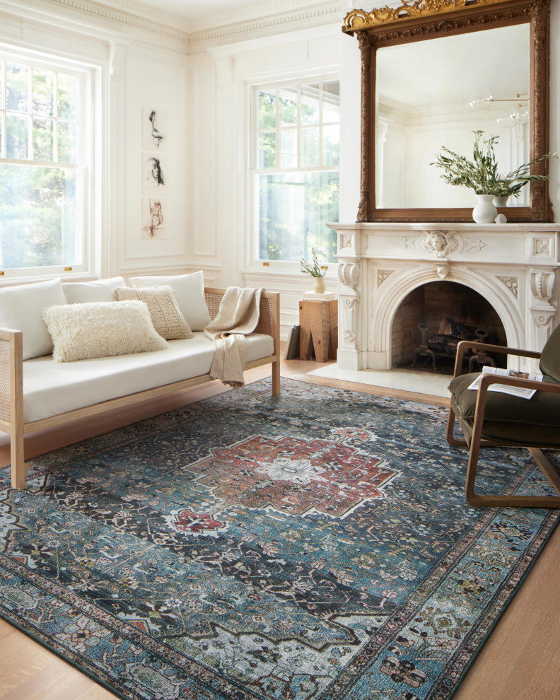 Margot Oriental Ocean/Brick Area Rug, 2'6"x11'6"