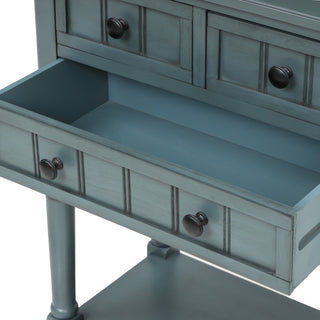 Narrow Console Table with Three Storage Drawers, Navy