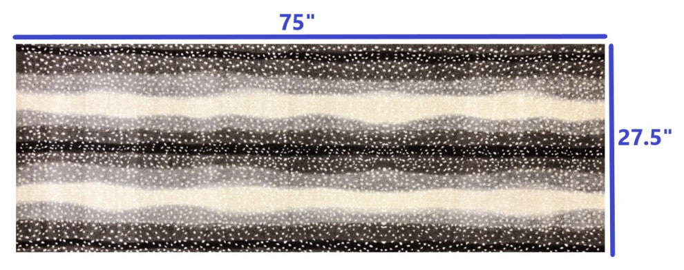 2' x 6' Neutral Dot and Wave Washable Runner Rug