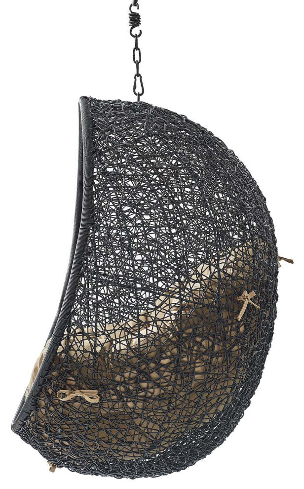 Swing Lounge Chair, Black Brown, Outdoor Patio Balcony Cafe Bistro Garden