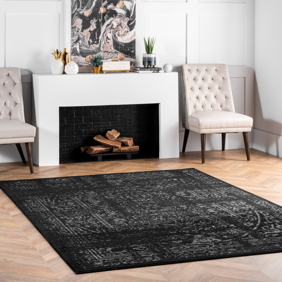 Nuloom Ring Around The Rosette Area Rug, Black 7'6"x9'6"