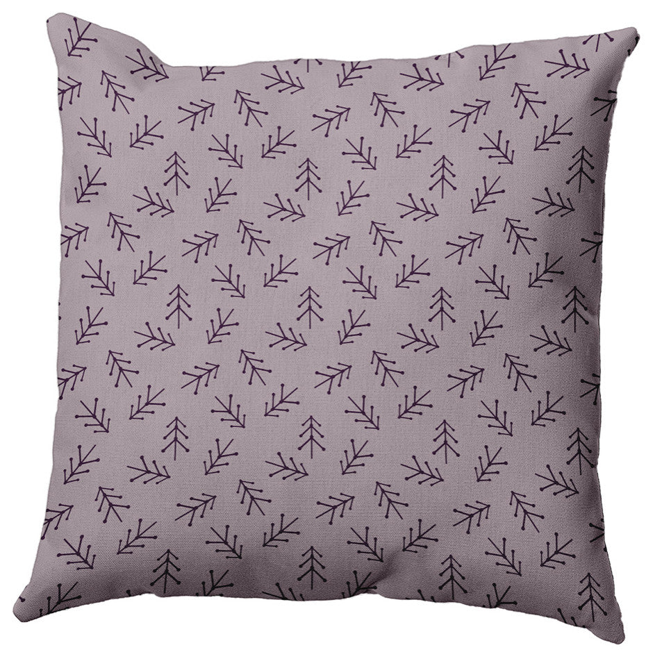 Frosting Colored Scattered Trees Polyester Throw Pillow, 16"x16"