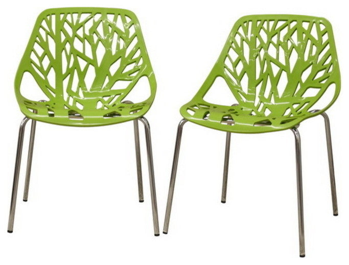 Birch Sapling Green Finished Plastic Dining Chair, Set of 2