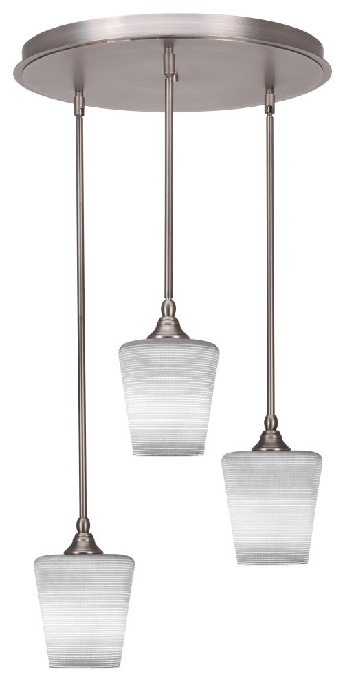 Empire 3-Light Cluster Pendalier, Brushed Nickel/White Matrix