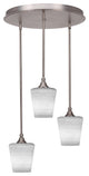 Empire 3-Light Cluster Pendalier, Brushed Nickel/White Matrix