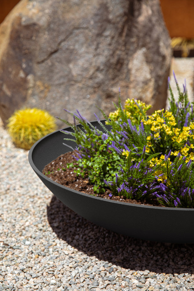 Lane Round Planter Bowl, Black, 32'', 2 Pack