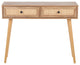 Bora Bora Contemporary Console Table, Natural Wood With Rattan Accents