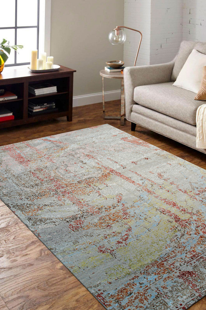 SILVER Contemporary Abstract Galaxy Area Rug