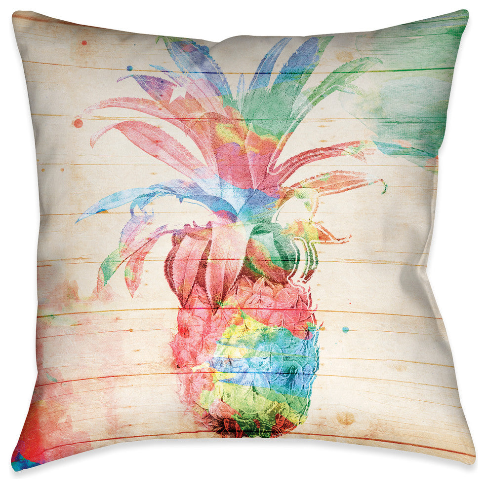 Laural Home Colorful Pineapple Outdoor Decorative Pillow, 18"x18"