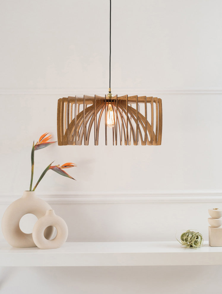 Original Modern 1-Light Pendant 20" Diameter Smooth Wood finish