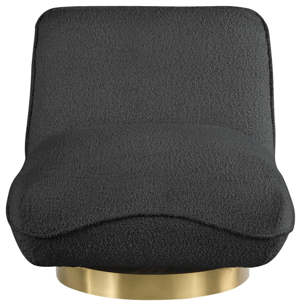 Geneva Boucle Fabric Upholstered Swivel Accent Chair, Black