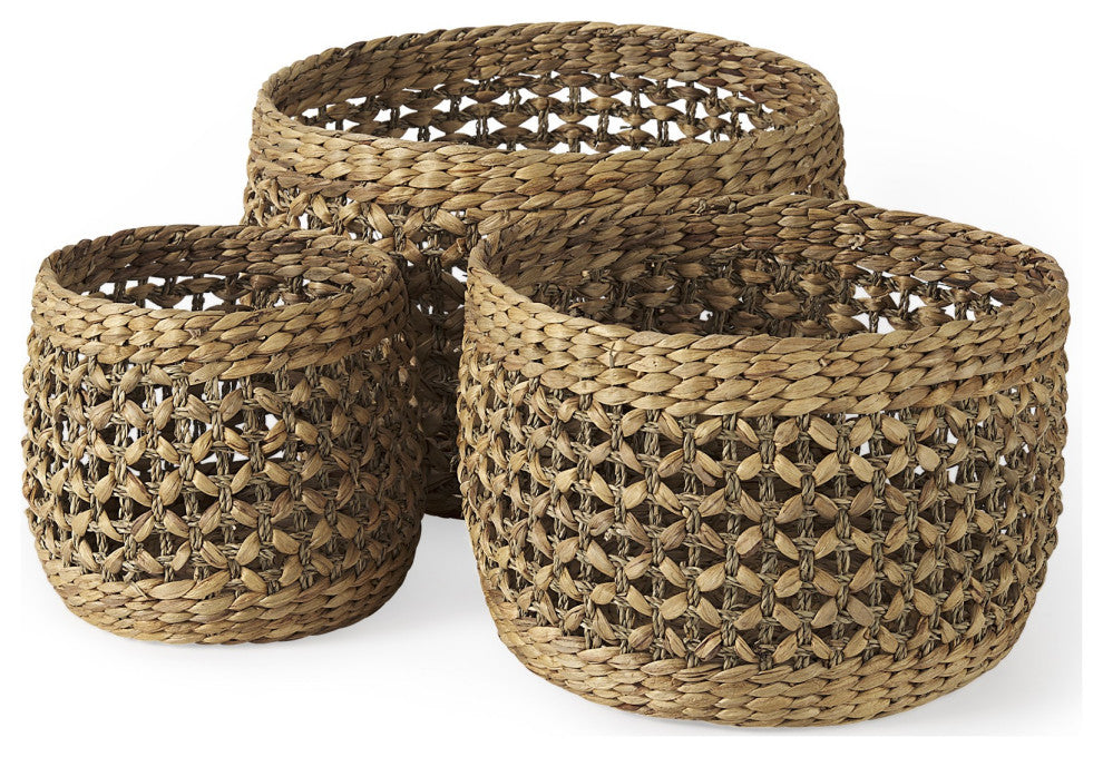 Set of Three Round Wicker Baskets