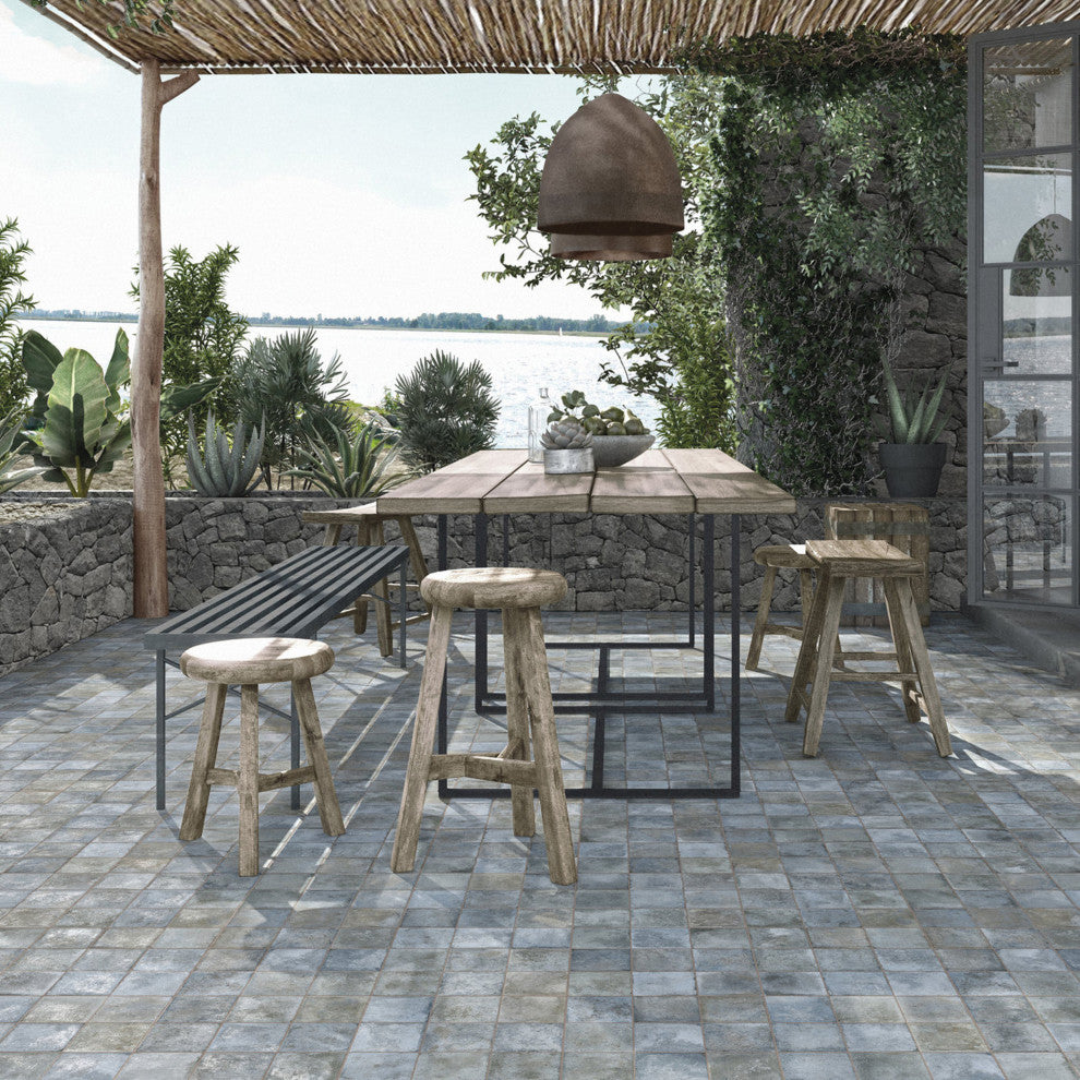 Kings Etna Encaustic Ceramic Floor and Wall Tile, Blue