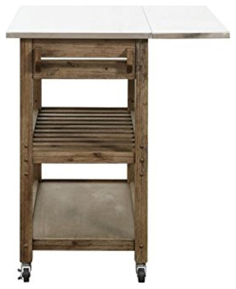 Sonoma Kitchen Cart with Drop-Leaf [Barnwood Wire-Brush]