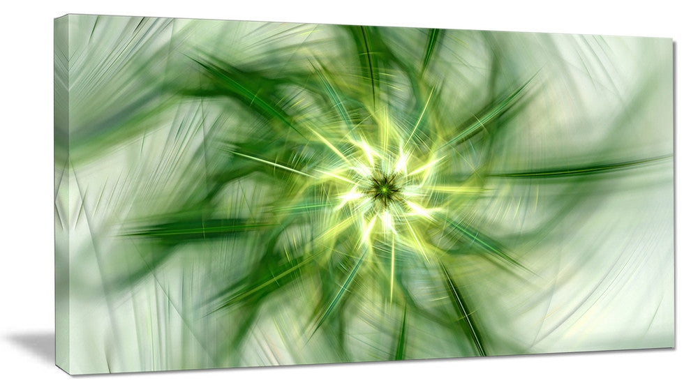 Rotating Bright Green Flower, Abstract Canvas Art Print, 40x20