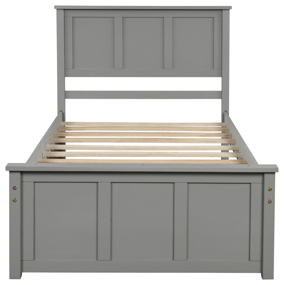 Gewnee Platform Storage Bed, 2 drawers with wheels, Twin Size Frame in Gray
