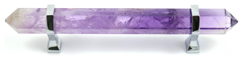 Long Bar Handle Purple Amethyst 8" Drawer Pulls, Chrome