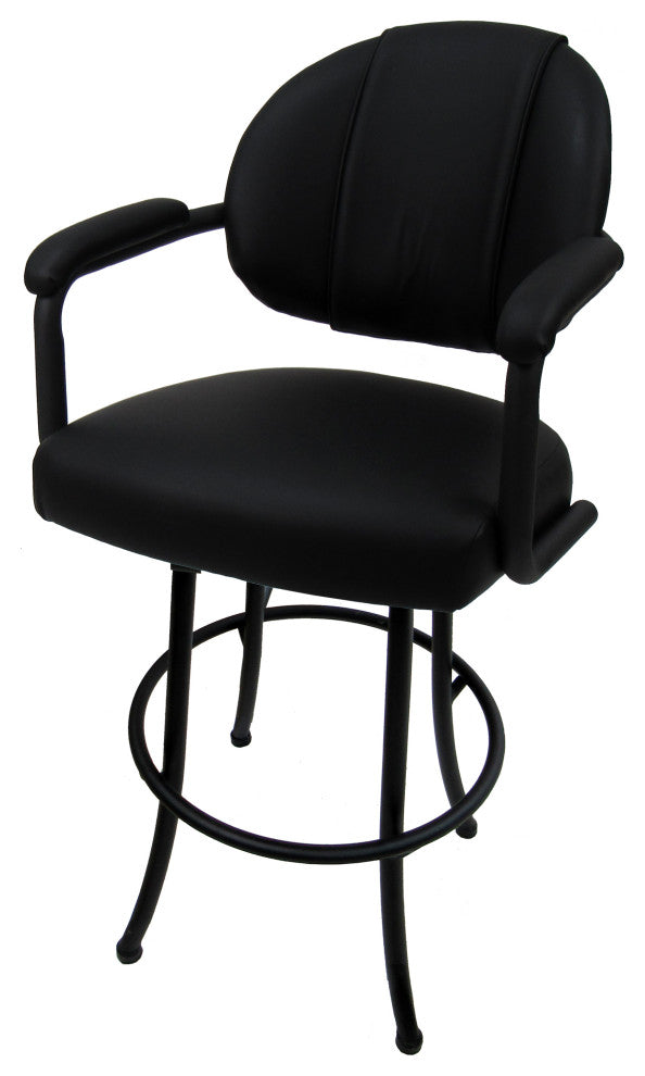 M-70 Swivel Bar Stool Metal Frame Counter 26", 30" Extra Tall 34", Black on Black, 26"