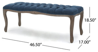 Tasette Traditional Button Tufted Fabric Bench