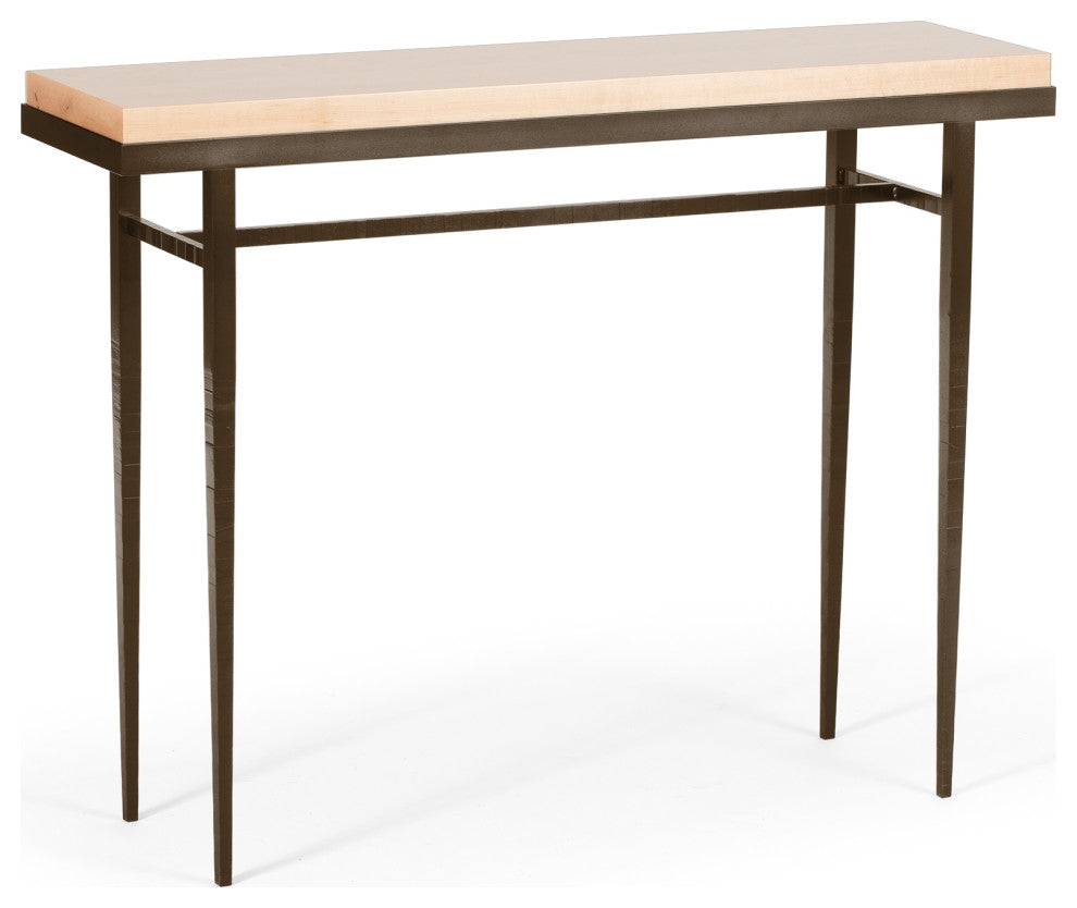 Wick 42" Console Table, Bronze Finish, Maple Natural Accents