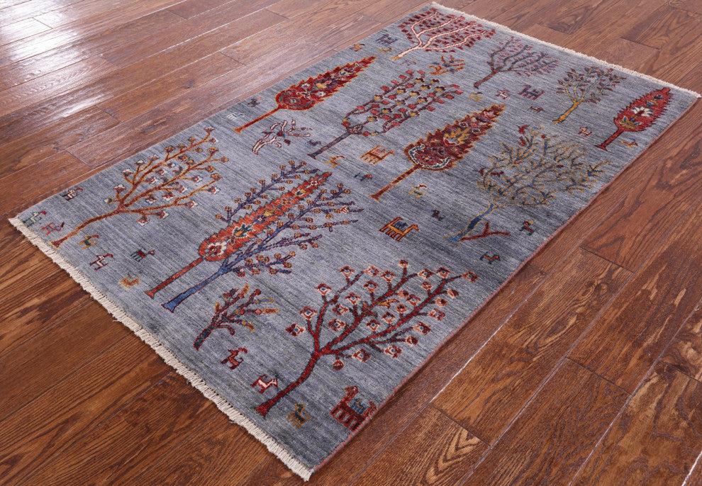 3' 1" X 5' 0" Handmade Tribal Persian Gabbeh Rug Q5305