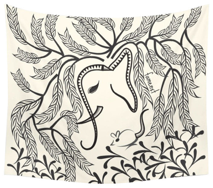 Elephant In Jungle Wall Tapestry, 51"x60"