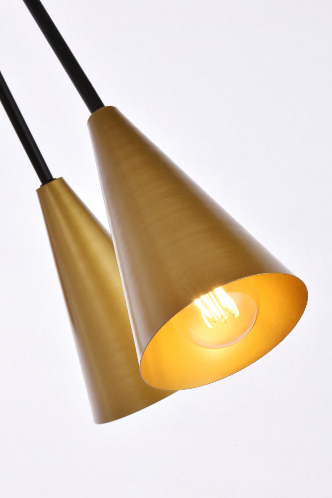 Carys 32" Pendant, Black and Brass