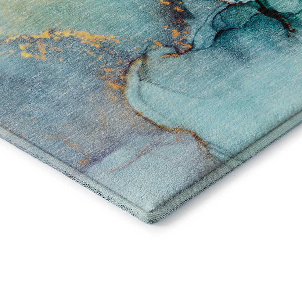Premium Machine Washable Mayfield AMF506 Teal 5' x 7'6" Rug