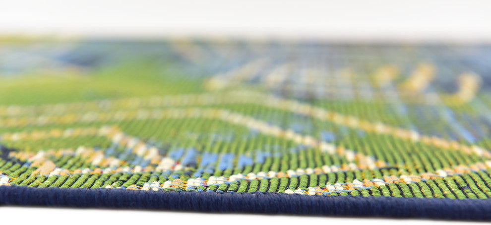 Unique Loom Blue Vortex Outdoor 2' 0 x 6' 0 Runner Rug
