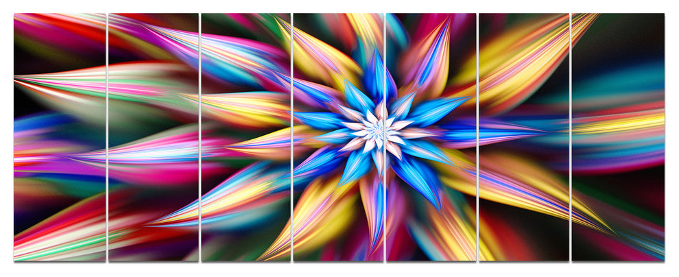 Exotic Multi Color Flower Petals, Floral Canvas Art Print, 83"x32", 7 Panels