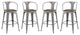 Bar Stool Chair Barstool, Set of 4, Wood, Gunmetal Silver, Bar Pub Cafe Bistro