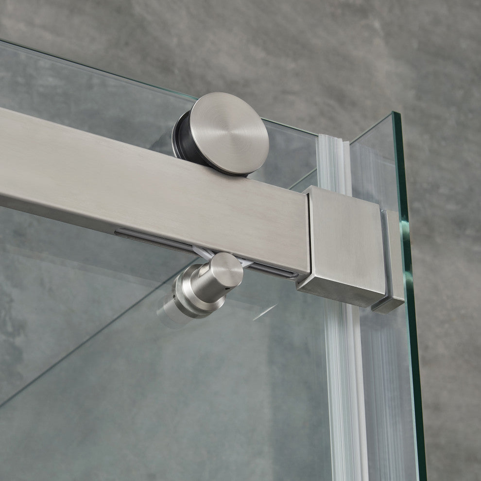 Bel Soft-Close Satin Nickel 48" Frameless Sliding Soft Close Shower Door