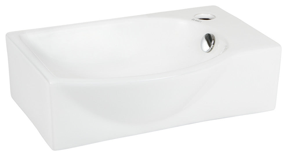ELANTI EC1805-L Porcelain Wall-Mounted Sink, Left-Facing, White