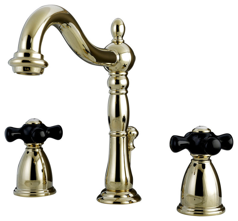 Kingston Brass Widespread Bathroom Faucet With Retail Pop-Up, Polished Brass