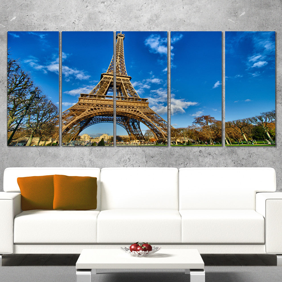 Beautiful Winter Day in Paris, Extra Large Canvas Print, 60"x28", 5 Panels