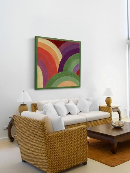 "Rainbow Bunch" Painting Print on Wrapped Canvas, 24"x24"