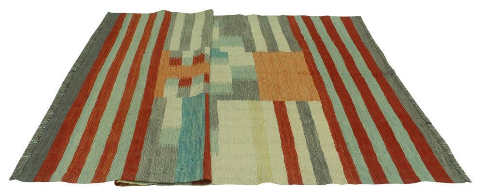 Winchester Kilim Zohreh Ivory/Light Green Rug, 6'3x9'8