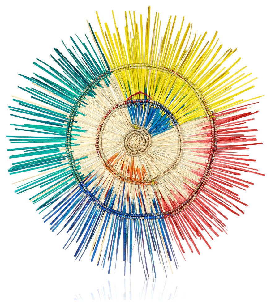 3D Sun Plate Palm Wall Sculpture, Artisan Crafted, Malawi, Multicolor, 27"