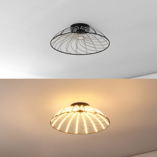Ambros Industrial Metal Dimmable Stripe Half-Cage Integrated LED Flush Mount