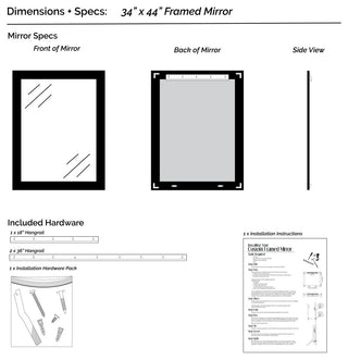 Porter Framed Wall Mirror, Silver, 34"x44"