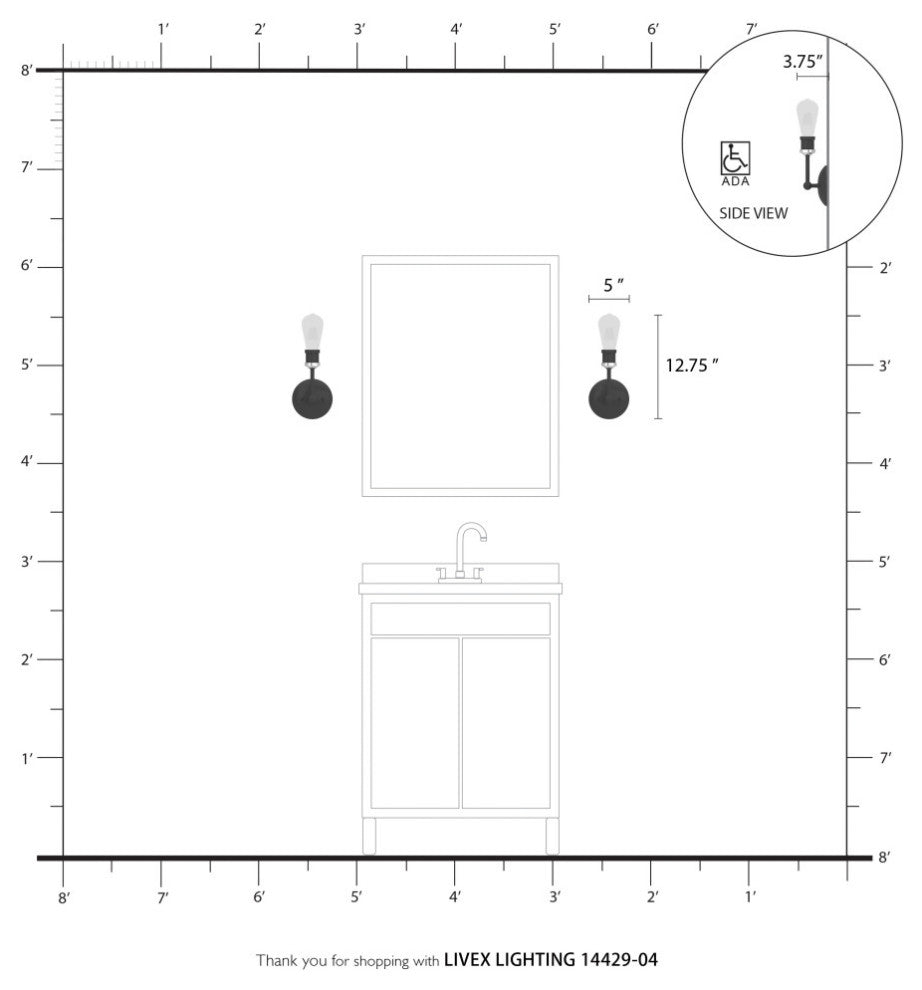 Lansdale 1 Light Black With Brushed Nickel Accents ADA Vanity Sconce