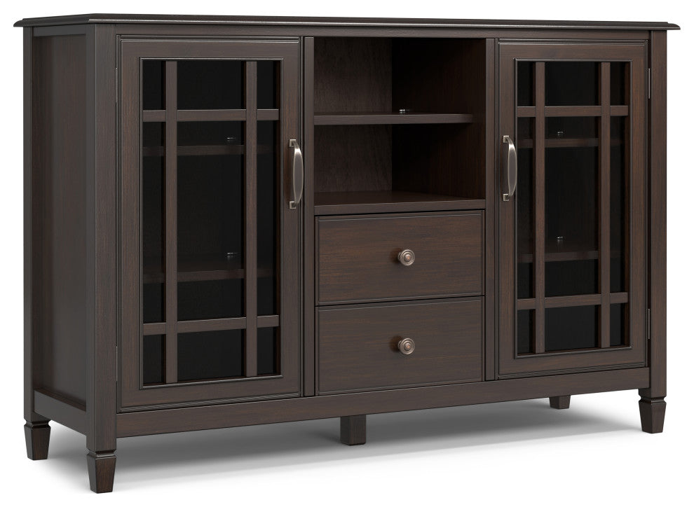 Connaught Solid Wood Tall TV Stand, Dark Chestnut Brown For TVs up to 60"
