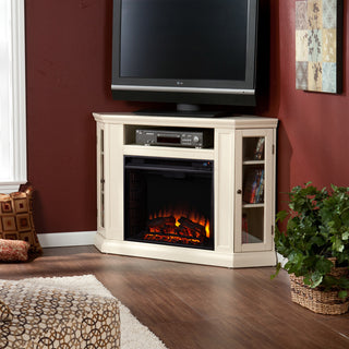 Lincoln Convertible Media Electric Fireplace, Ivory