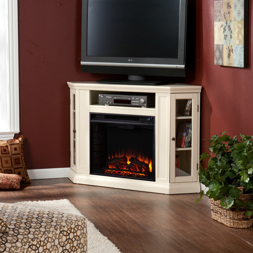 Lincoln Convertible Media Electric Fireplace, Ivory