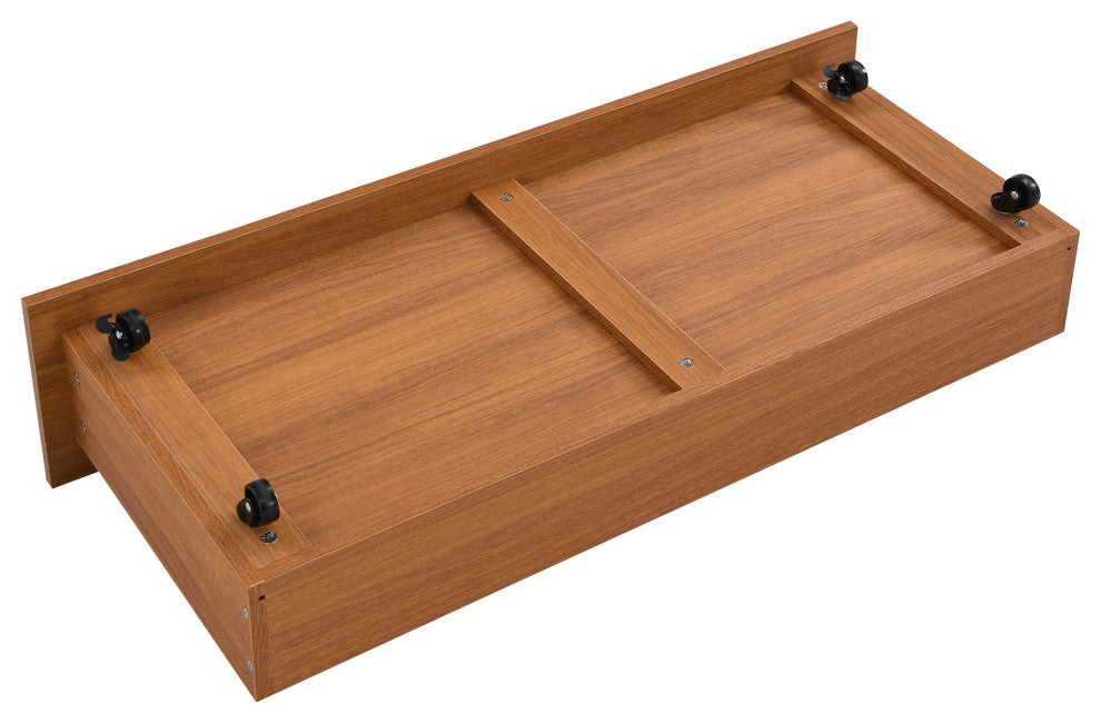 Full/Queen Metal Frame Wood Platform Bed with Two Drawers,Sockets and USB Ports,