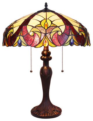 Adia Victorian Tiffany-Style Dark Bronze 2 Light Table Lamp 18" Wide