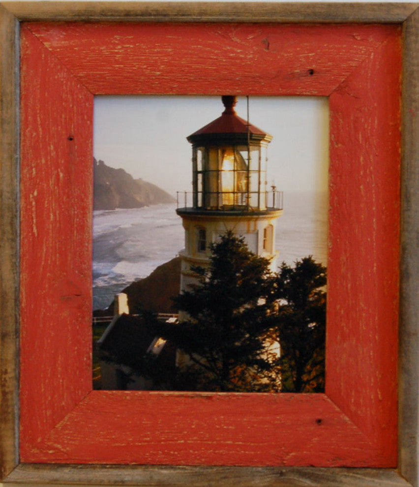 Red Barnwood Picture Frame, Lighthouse Red Distressed Wood Frame, 16"x24"